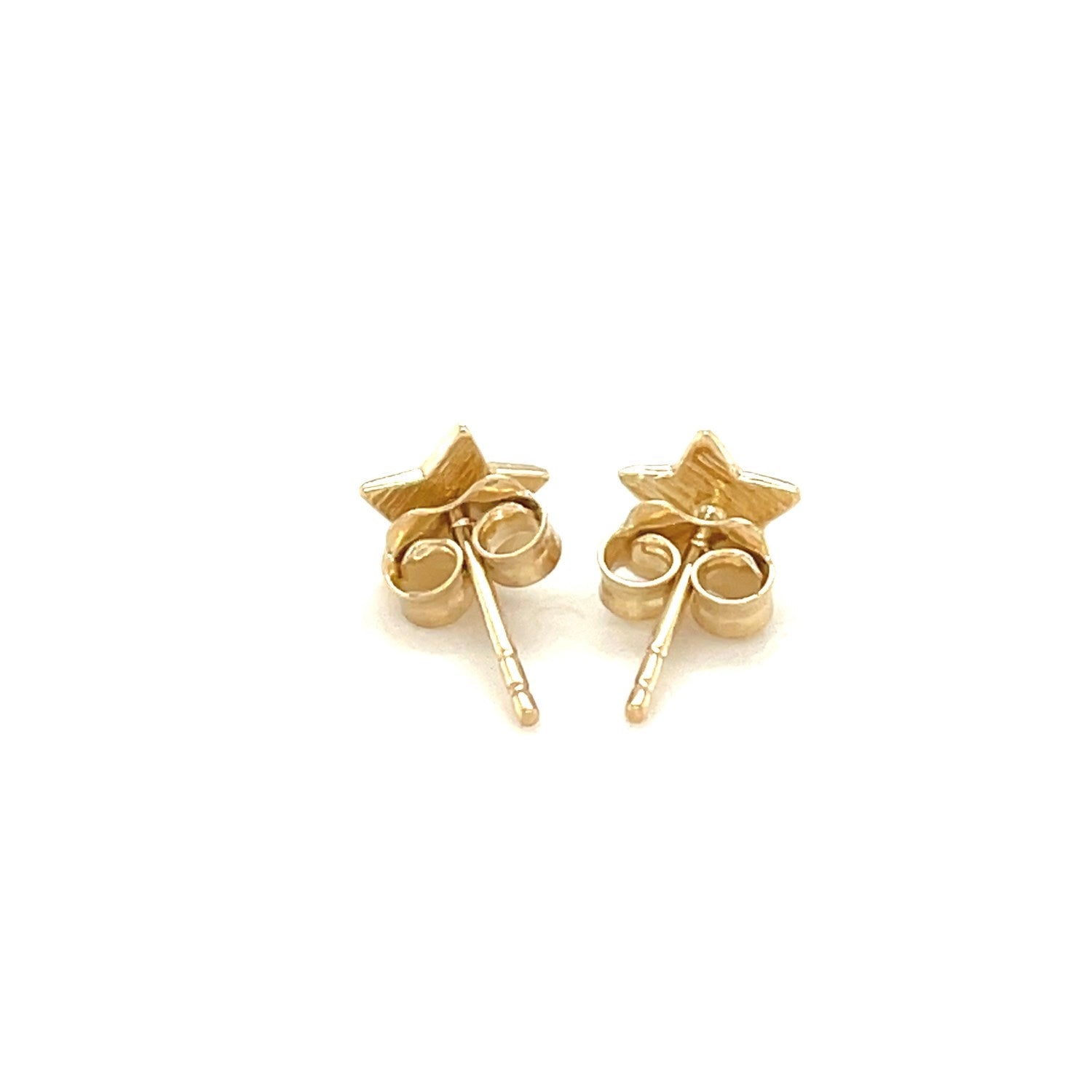 14k Yellow Gold Post Earrings with Stars(6.5mm) - DestGlow