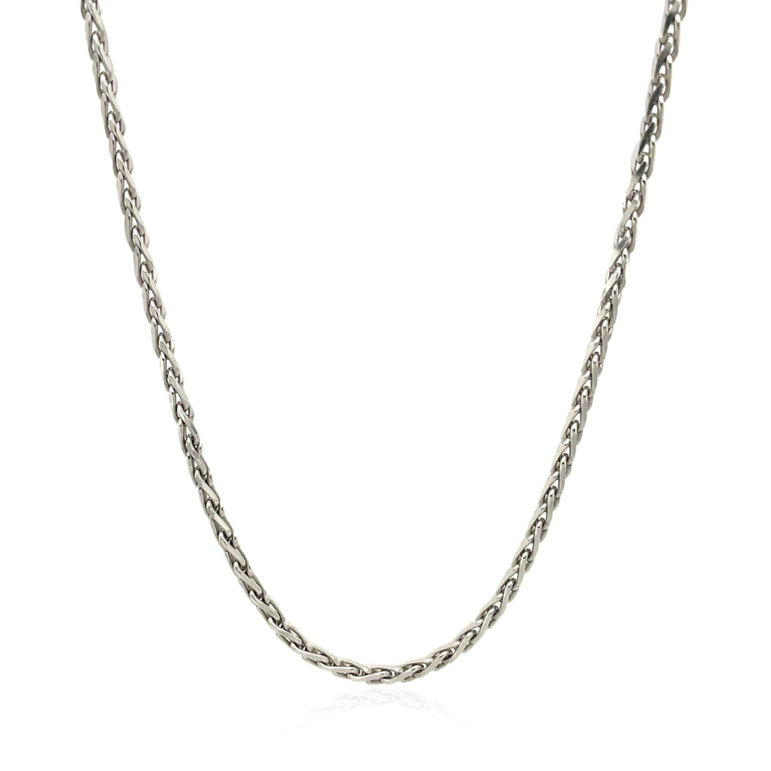 2.2mm Sterling Silver Rhodium Plated Wheat Chain - DestGlow