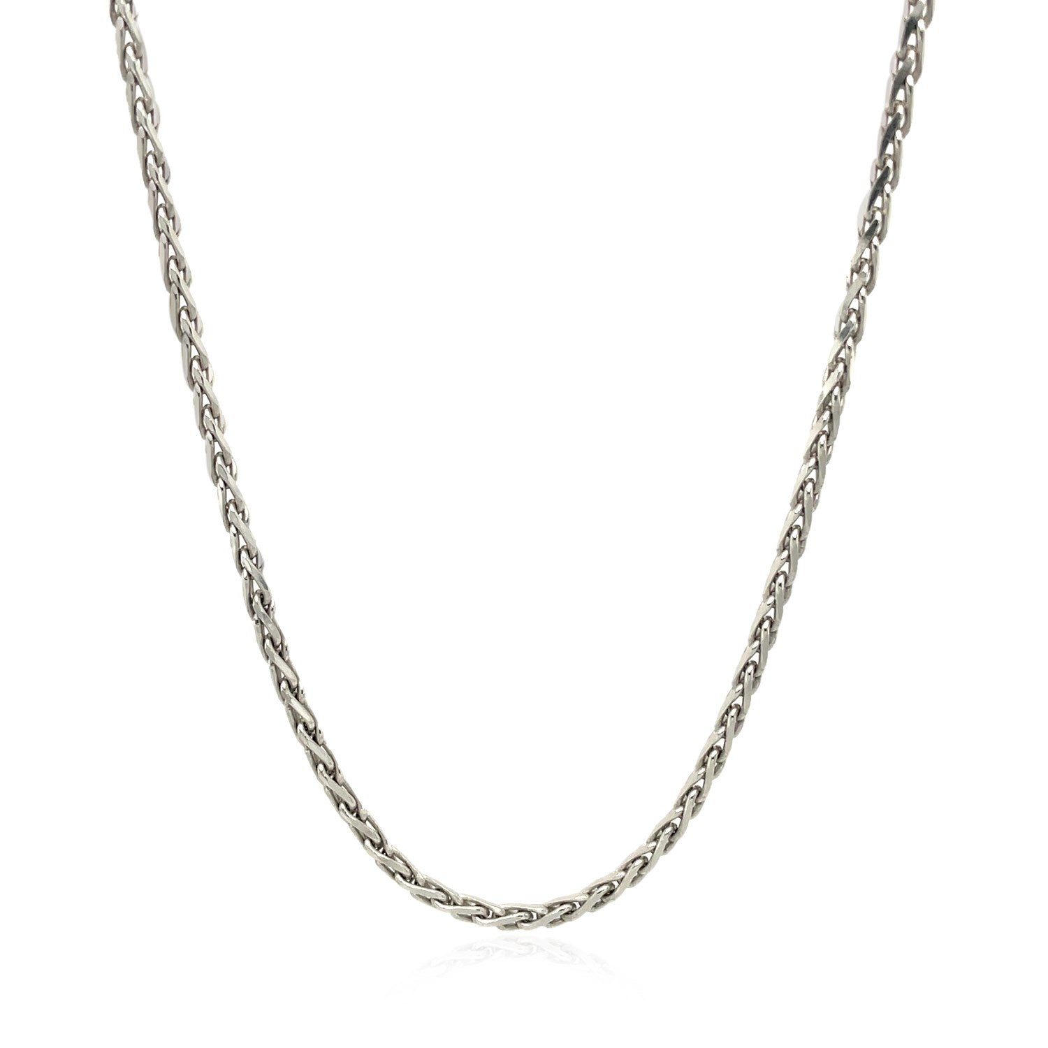 2.2mm Sterling Silver Rhodium Plated Wheat Chain - DestGlow