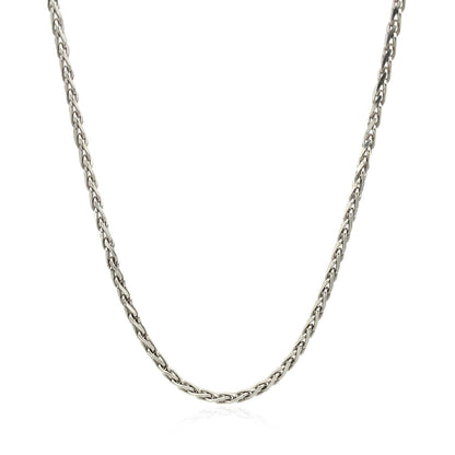 2.2mm Sterling Silver Rhodium Plated Wheat Chain - DestGlow