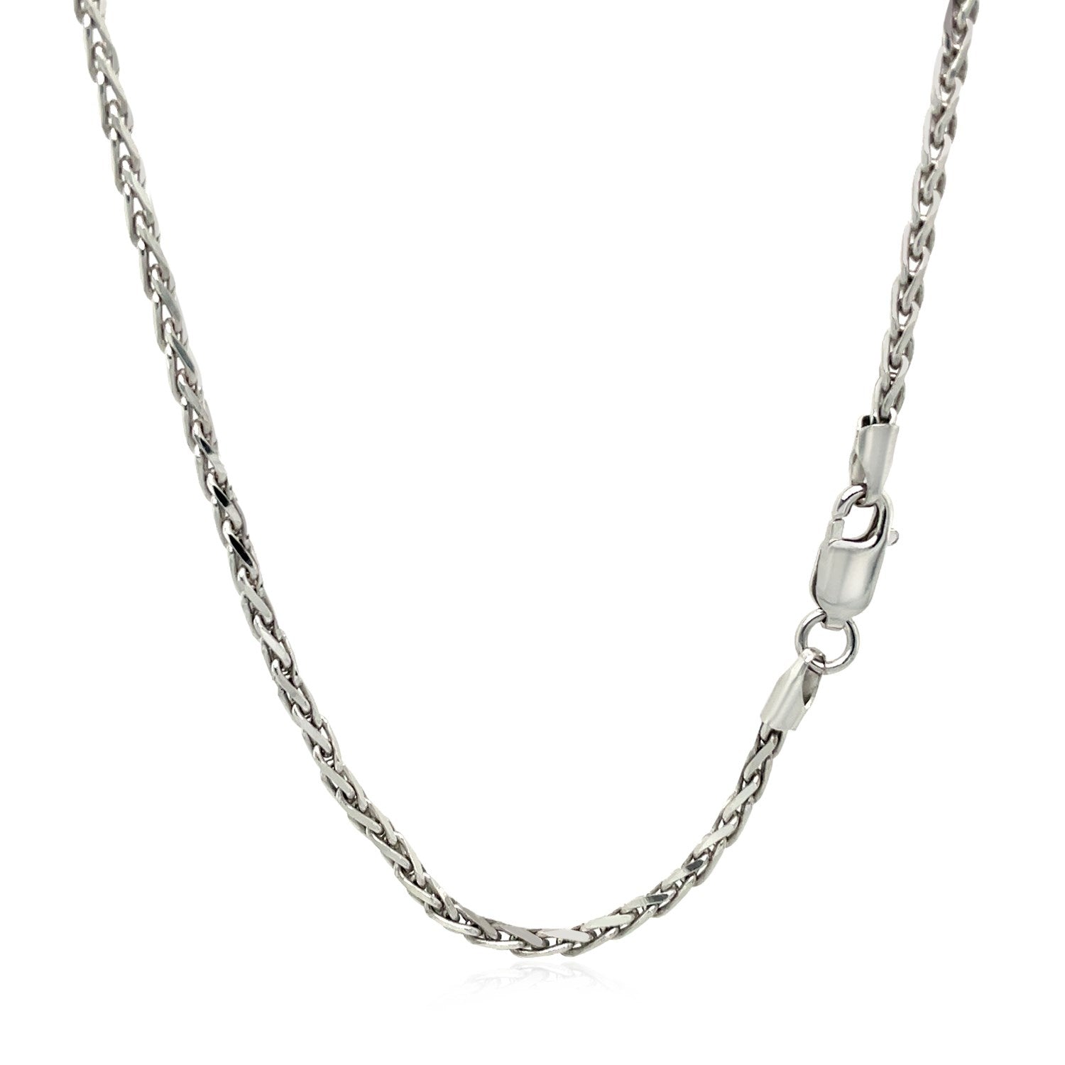 2.2mm Sterling Silver Rhodium Plated Wheat Chain - DestGlow