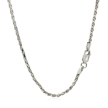 2.2mm Sterling Silver Rhodium Plated Wheat Chain - DestGlow