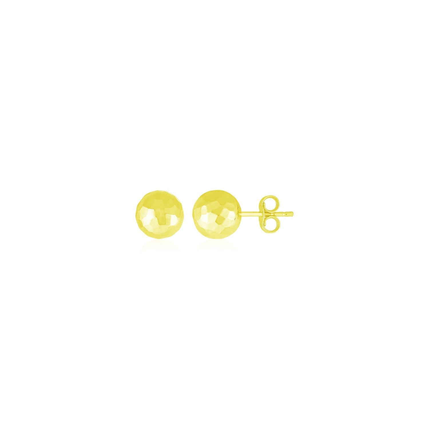 14k Yellow Gold Ball Earrings with Faceted Texture(7mm) by Avera Group