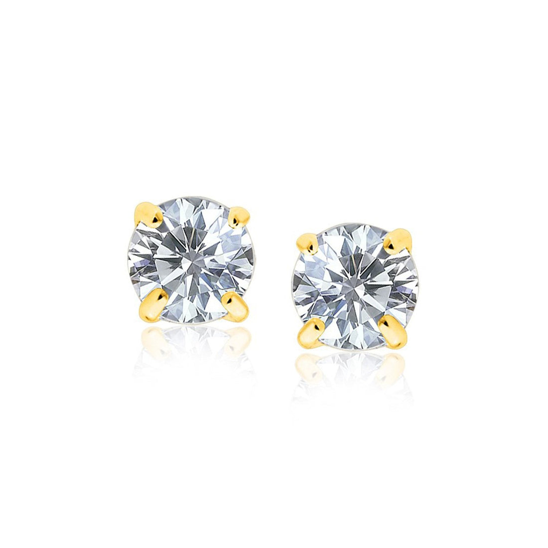 14k Yellow Gold 8.0mm Round CZ Stud Earrings - earrings