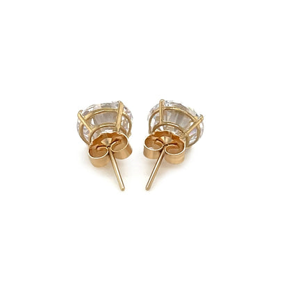 14k Yellow Gold 8.0mm Round CZ Stud Earrings - DestGlow