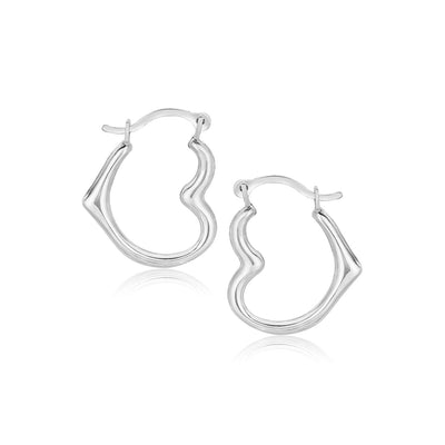 10k White Gold Heart Hoop Earrings - earrings