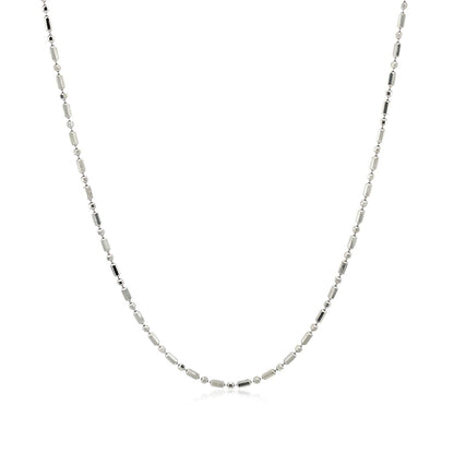 14k White Gold Diamond-Cut Alternating Bead Chain 1.2mm by Bids.com