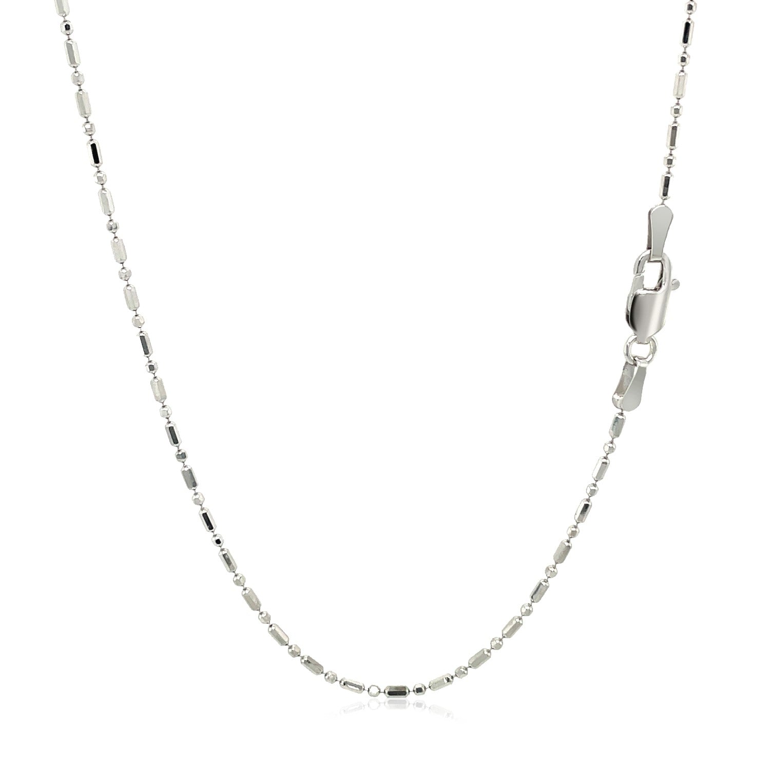 14k White Gold Diamond-Cut Alternating Bead Chain 1.2mm by Bids.com