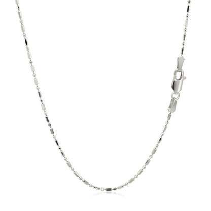 14k White Gold Diamond-Cut Alternating Bead Chain 1.2mm by Bids.com