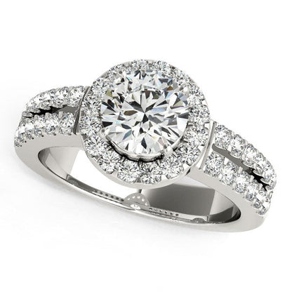 14k White Gold Halo Diamond Engagement Ring With Double Row Band (1 3/8 cttw) by Bids.com