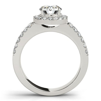 14k White Gold Halo Diamond Engagement Ring With Double Row Band (1 3/8 cttw) by Bids.com