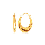 14k Yellow Gold Graduated Oval Hoop Earrings - earrings