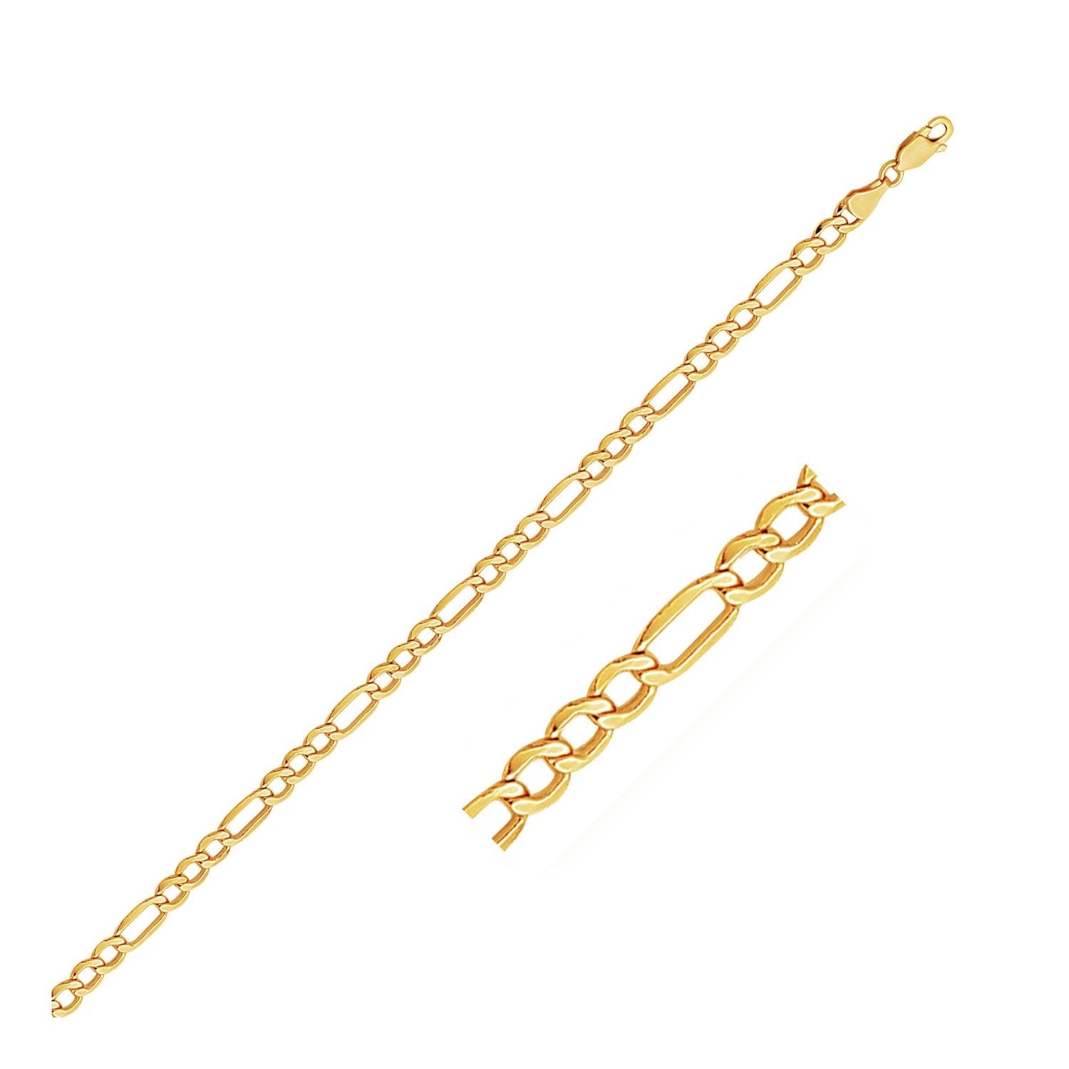 4.6mm 14k Yellow Gold Lite Figaro Bracelet  DestGlow