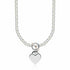 Sterling Silver Rhodium Plated Rolo Chain Necklace with a Heart Toggle Charm 