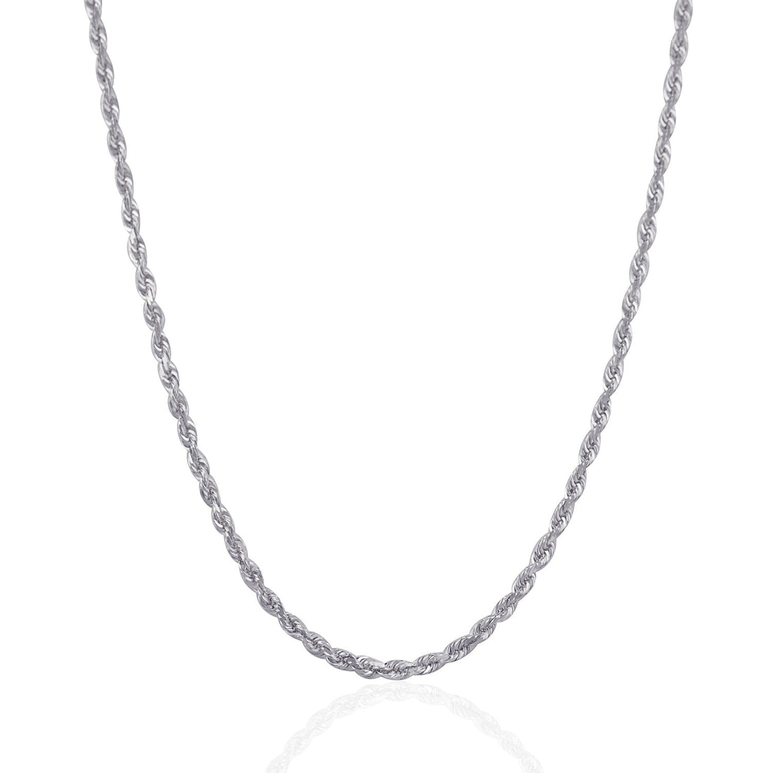 14k White Gold Solid Diamond Cut Rope Chain (3.00 mm) by Avera Group