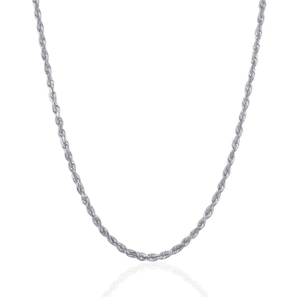 3.0mm 14k White Gold Solid Diamond Cut Rope Chain by Bids.com