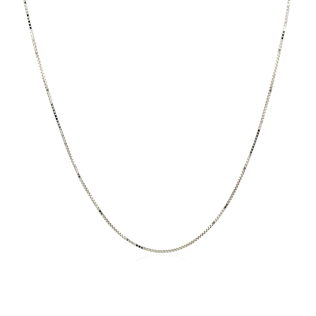 14k White Gold Classic Box Chain 0.6mm - DestGlow