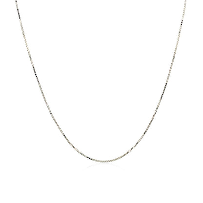 14k White Gold Classic Box Chain 0.6mm - DestGlow