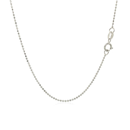 14k White Gold Diamond-Cut Bead Chain 1.0mm by Bids.com