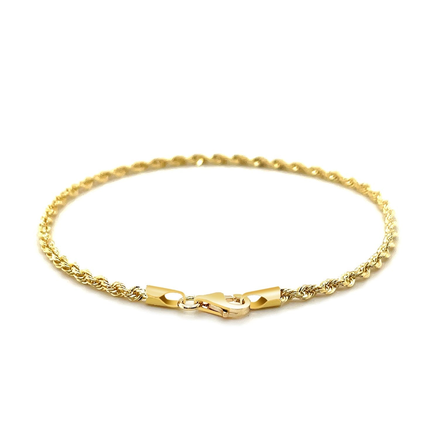 2.5mm 14k Yellow Gold Solid Diamond Cut Rope Bracelet by Bids.com