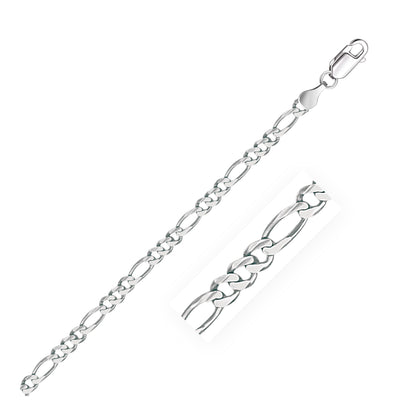 3.8mm 14k White Gold Solid Figaro Bracelet by Bids.com