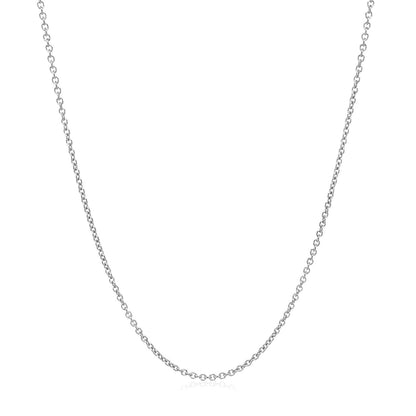 14k White Gold Round Cable Link Chain 1.2mm by Bids.com
