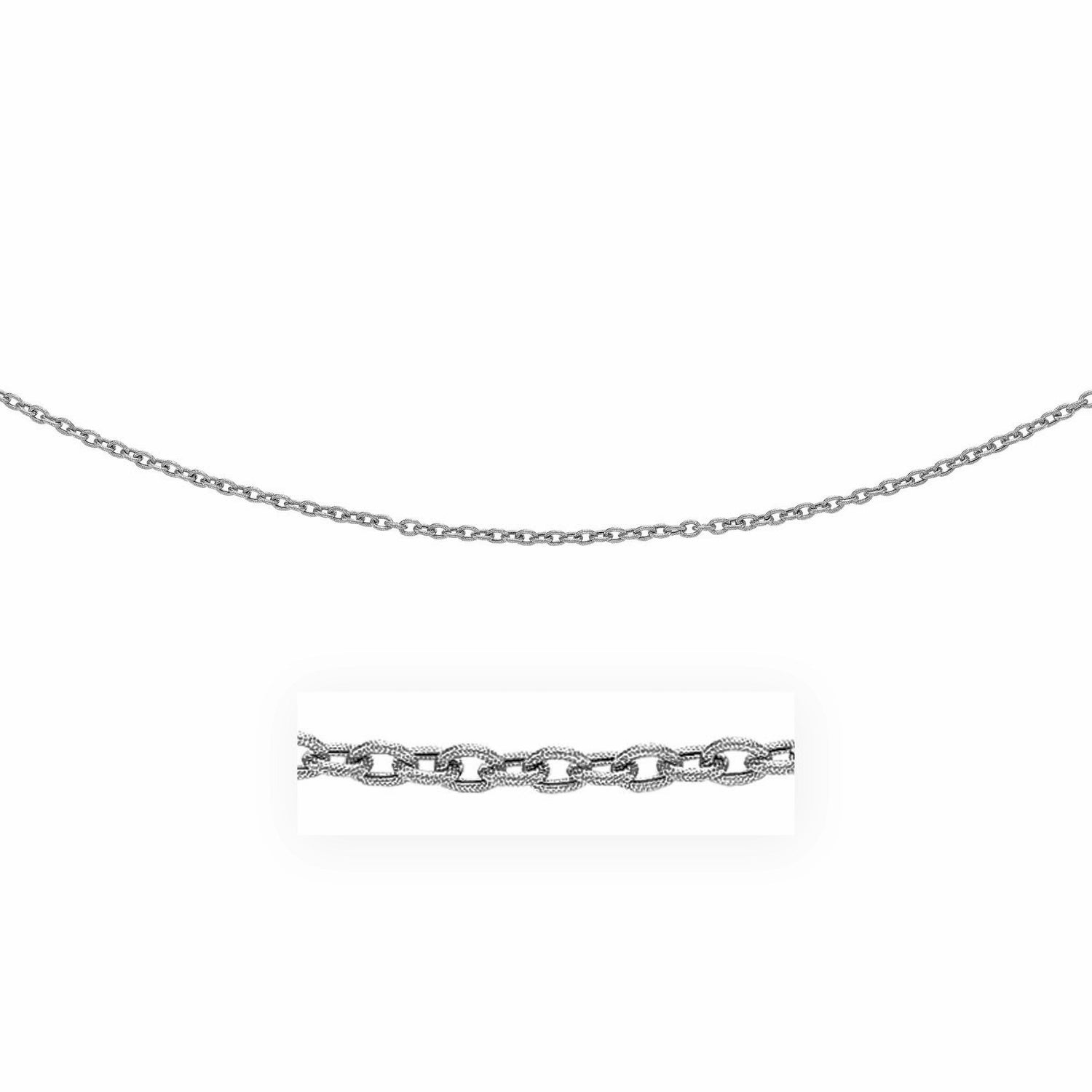 3.5mm 14k White Gold Pendant Chain with Textured Links by Bids.com