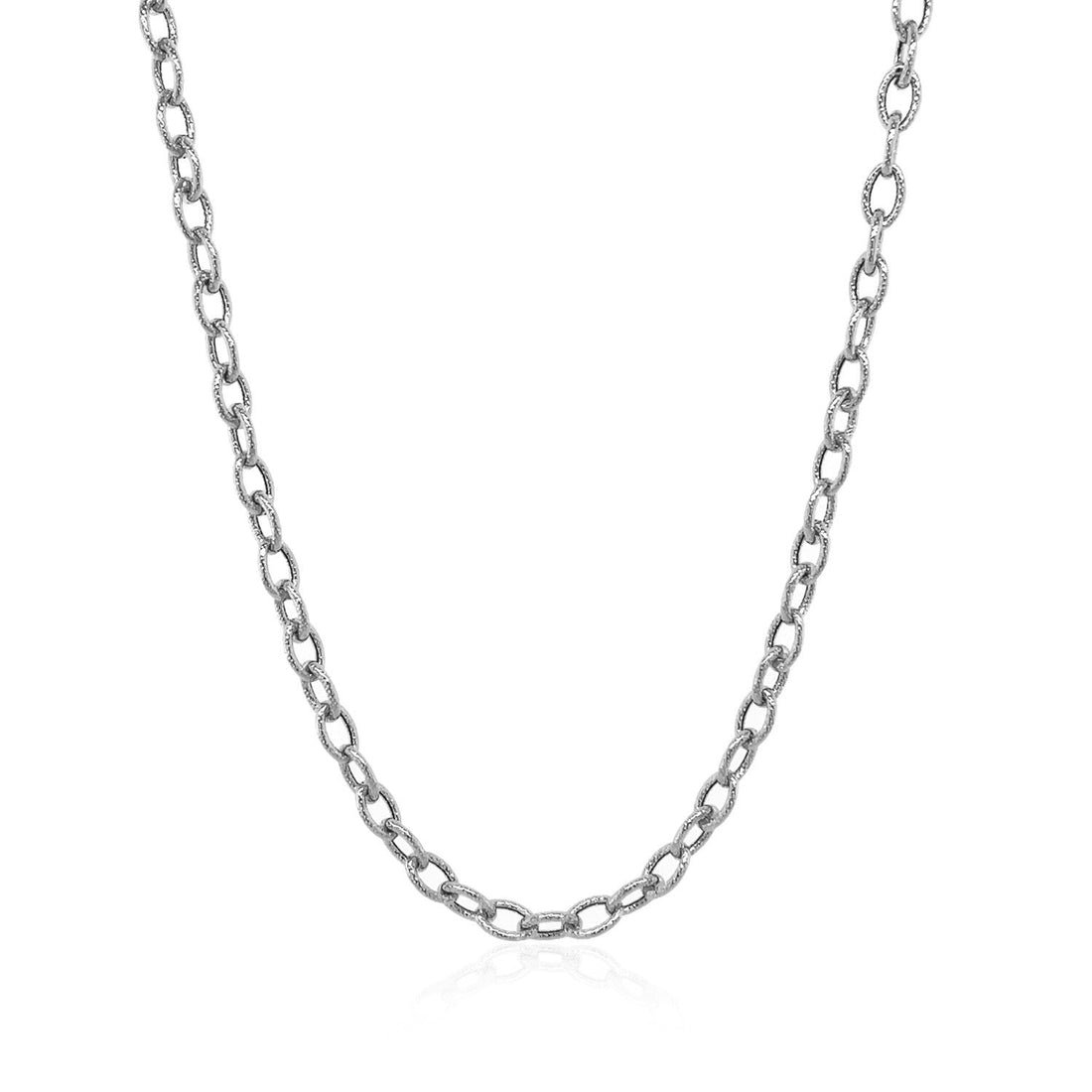 14k White Gold Pendant Chain with Textured Links (2.90 mm)