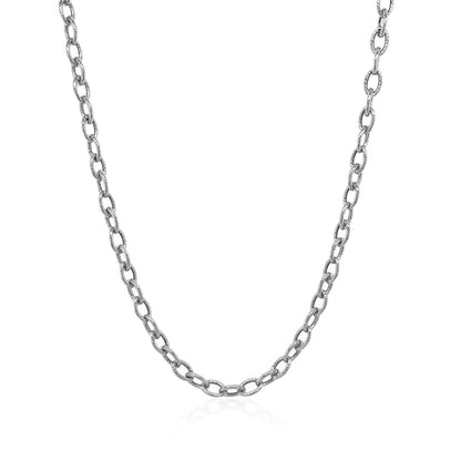 3.5mm 14k White Gold Pendant Chain with Textured Links by Bids.com
