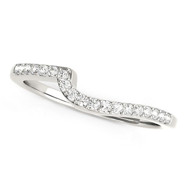 14k White Gold Curved Design Round Diamond Wedding Band (1/4 cttw) by Bids.com