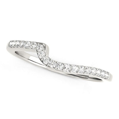 14k White Gold Curved Design Round Diamond Wedding Band (1/4 cttw) by Bids.com