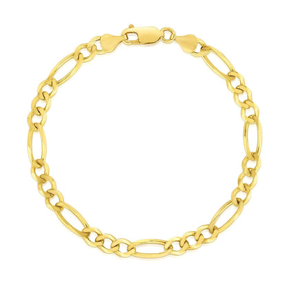 4.5mm 14k Yellow Gold Solid Figaro Bracelet  DestGlow