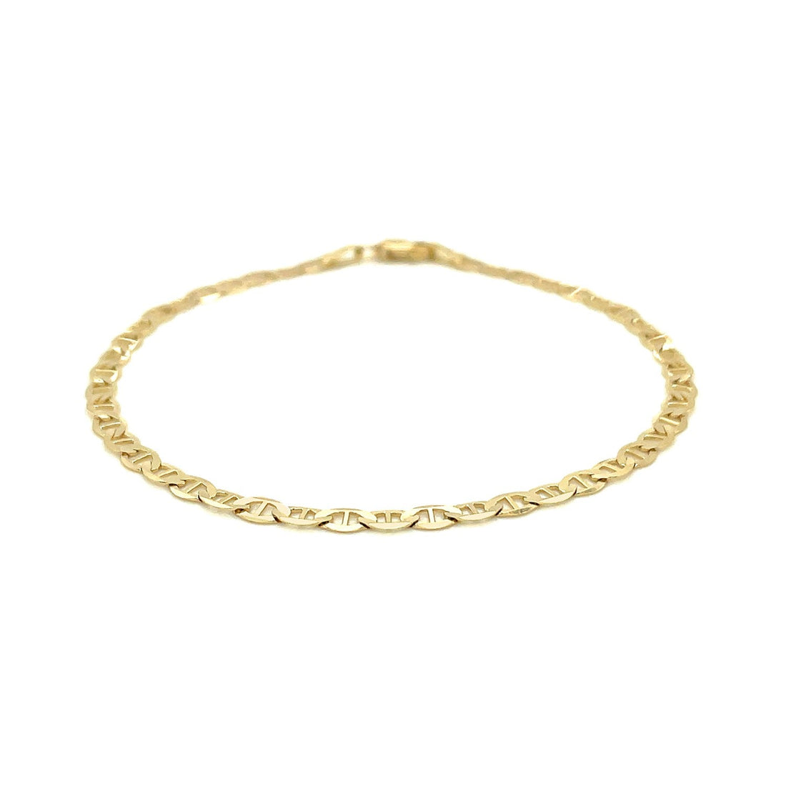 3.2mm 14k Yellow Gold Mariner Link Anklet - DestGlow