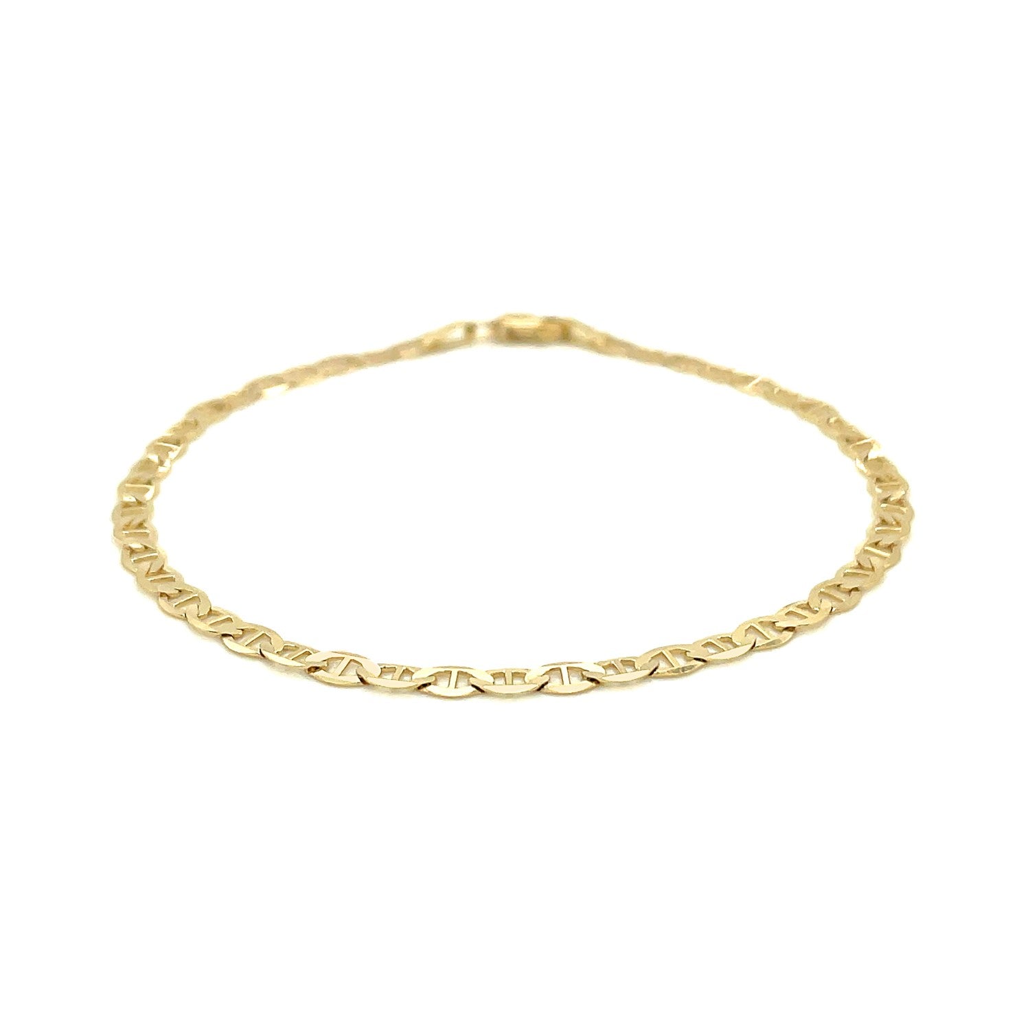 3.2mm 14k Yellow Gold Mariner Link Anklet - DestGlow