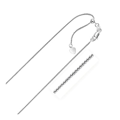 14k White Gold Adjustable Wheat Chain (1.00 mm)