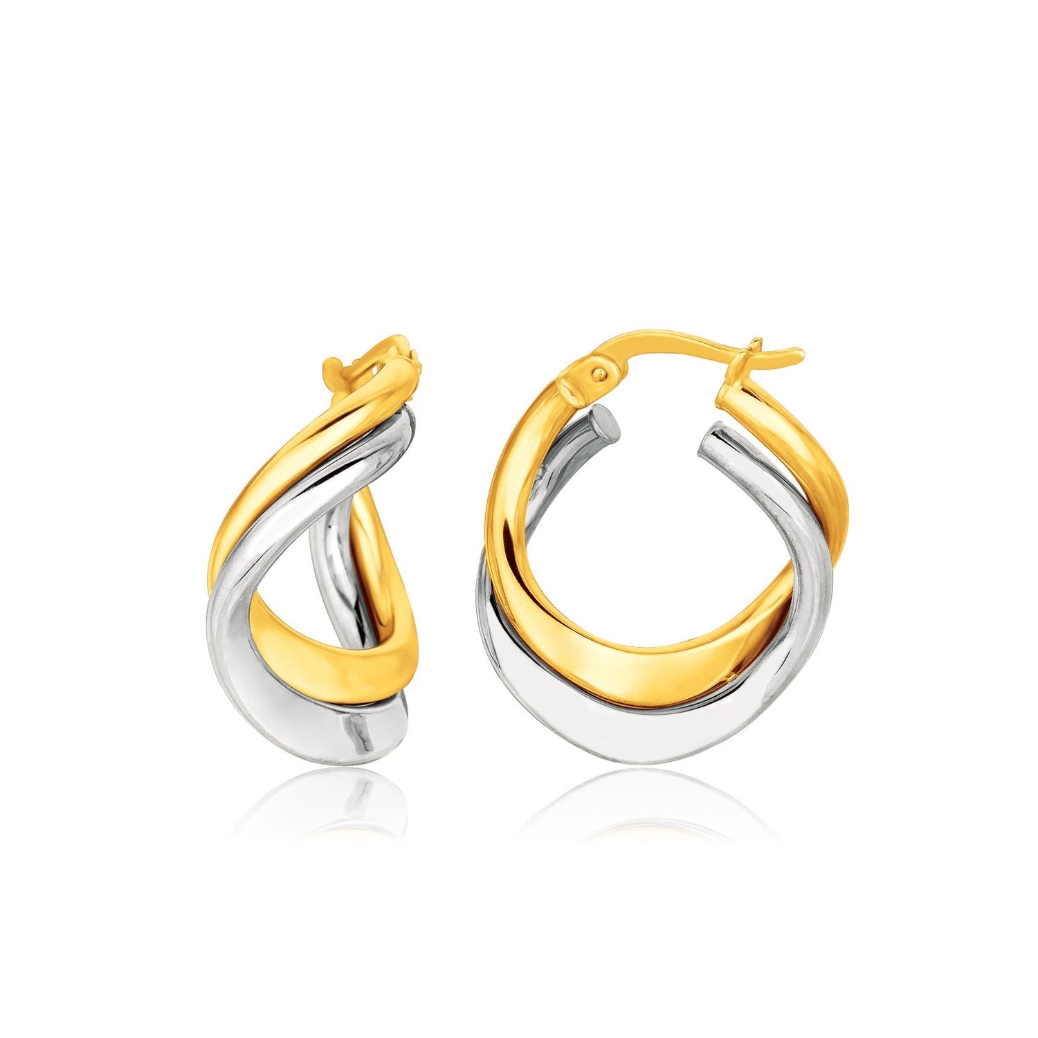 14k Two Tone Gold Earrings in Fancy Double Twist Style - accessories