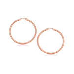 14k Rose Gold Polished Hoop Earrings (3x25mm) - earrings