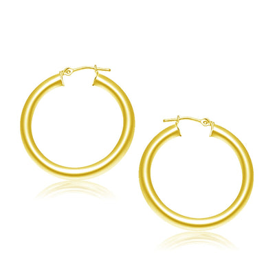 14k Yellow Gold Polished Hoop Earrings (4x30 mm) - earrings
