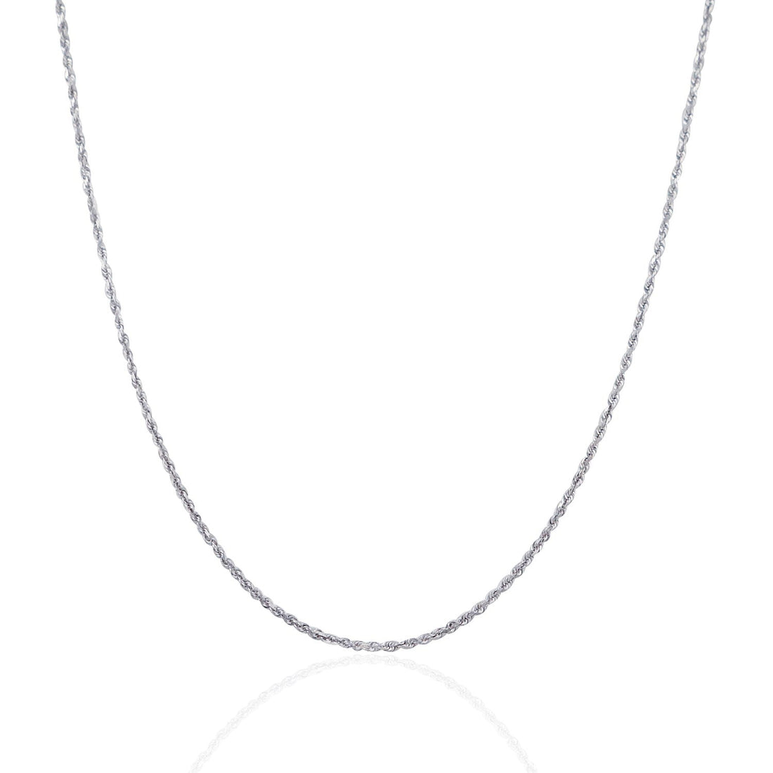 10k White Gold Solid Diamond Cut Rope Chain (1.40 mm) 