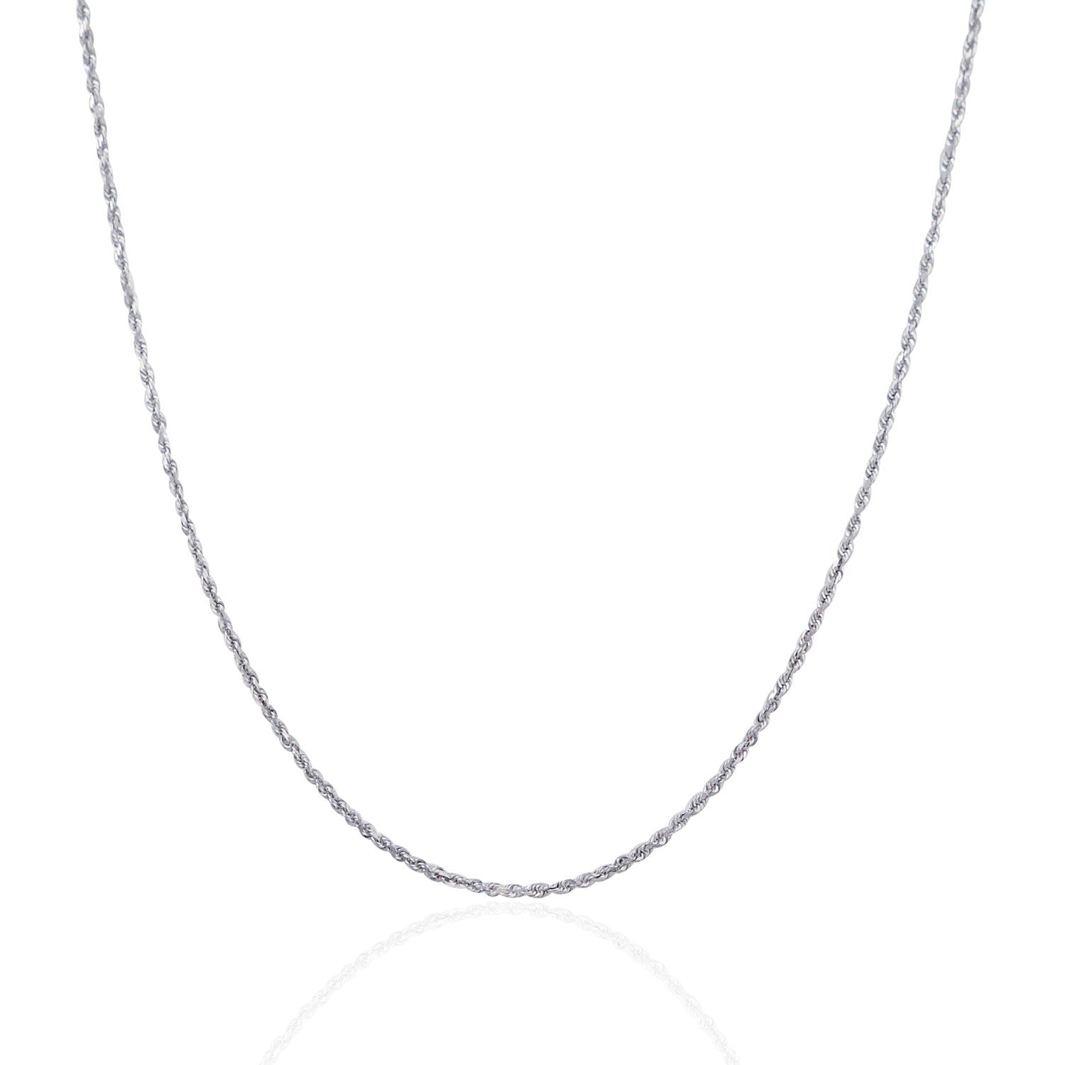 10k White Gold Solid Diamond Cut Rope Chain 1.4mm by Bids.com