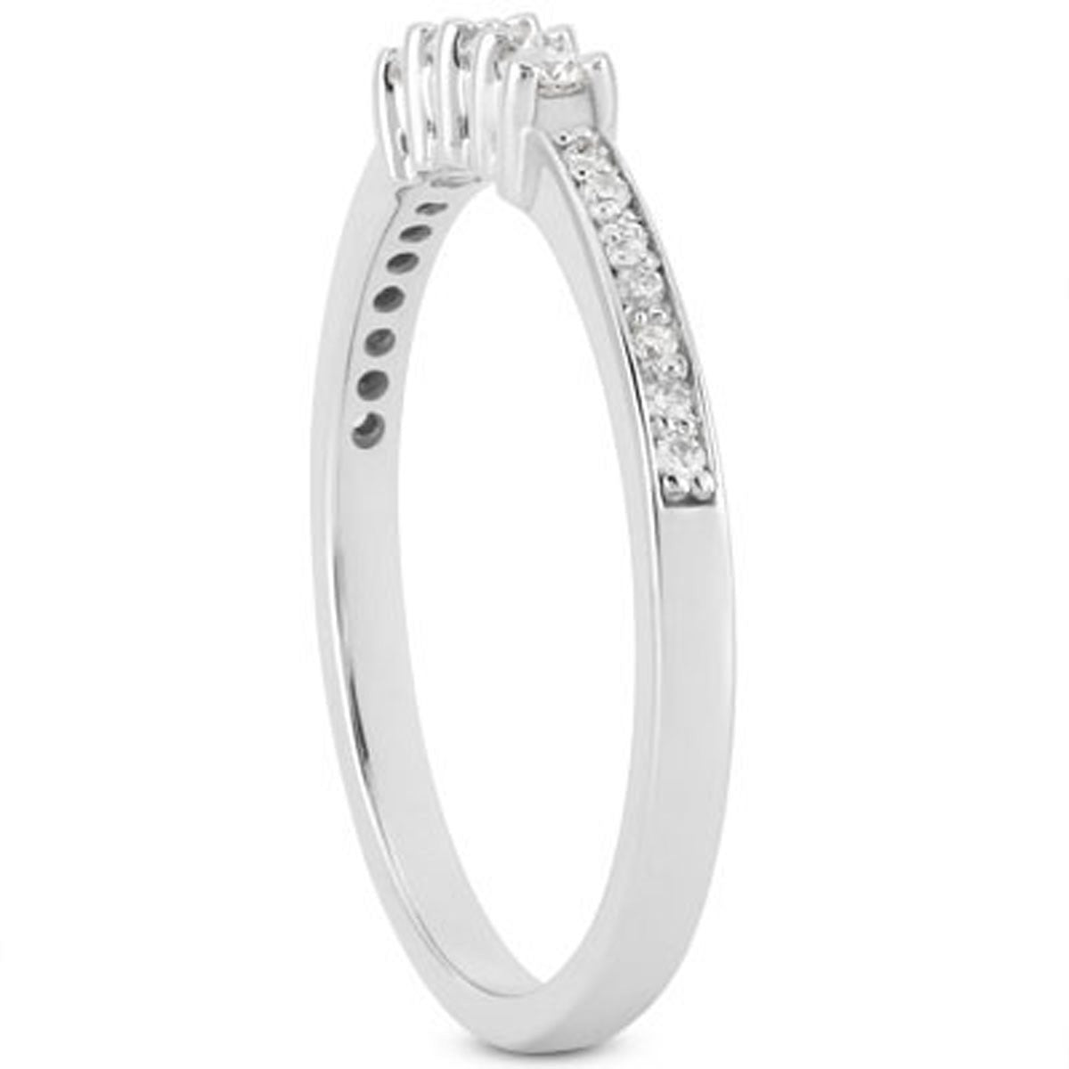 14k White Gold Wedding Band with Pave Set Diamonds and Prong Set Diamonds by Bids.com