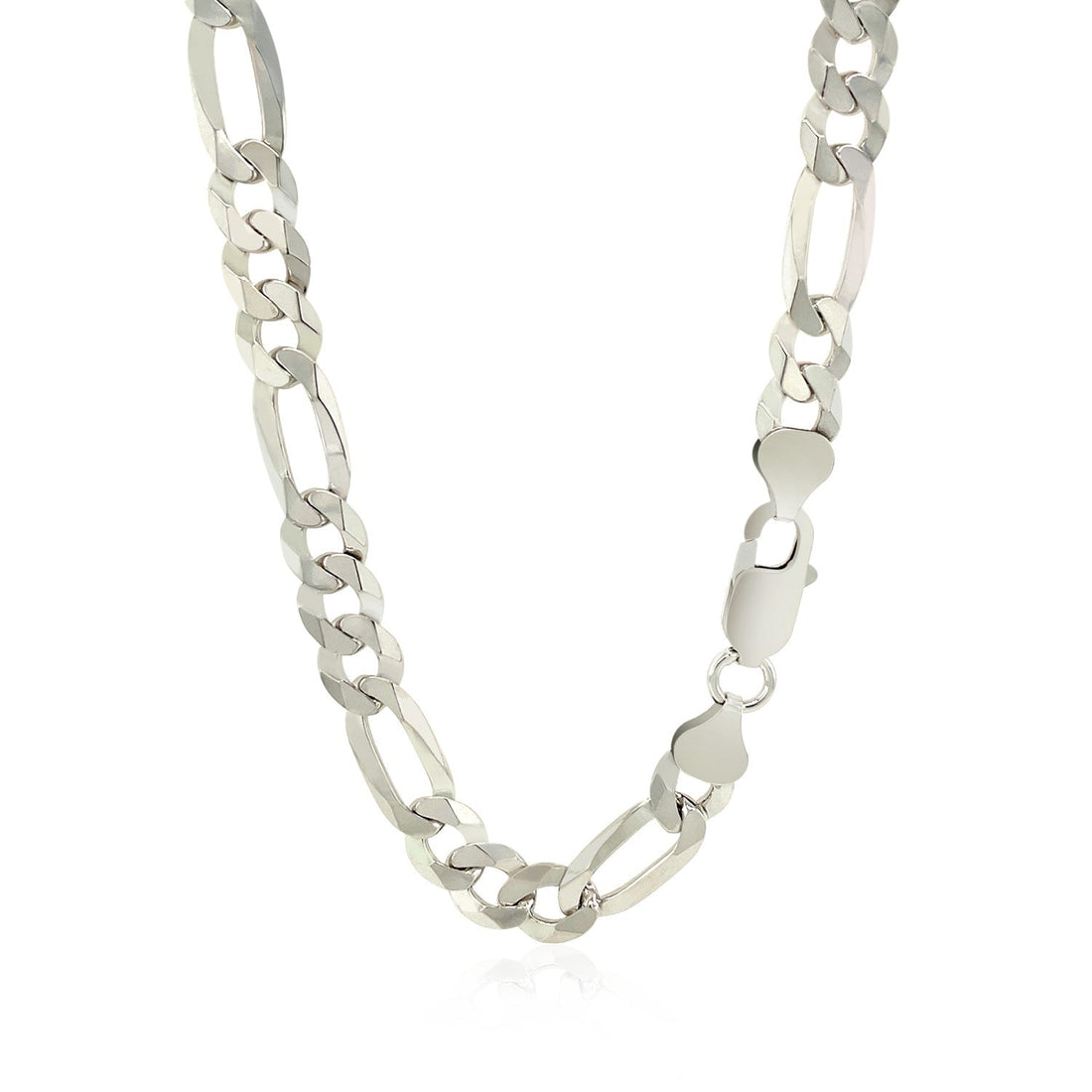 Rhodium Plated Sterling Silver Figaro Style Chain (8.10 mm) - DestGlow