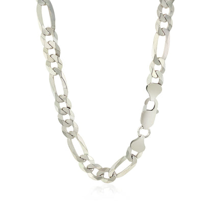Rhodium Plated Sterling Silver Figaro Style Chain (8.10 mm) - DestGlow