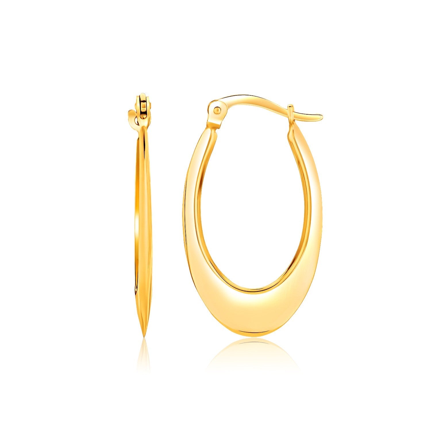 14k Yellow Gold Puffed Graduated Open Oval Earrings - accessories
