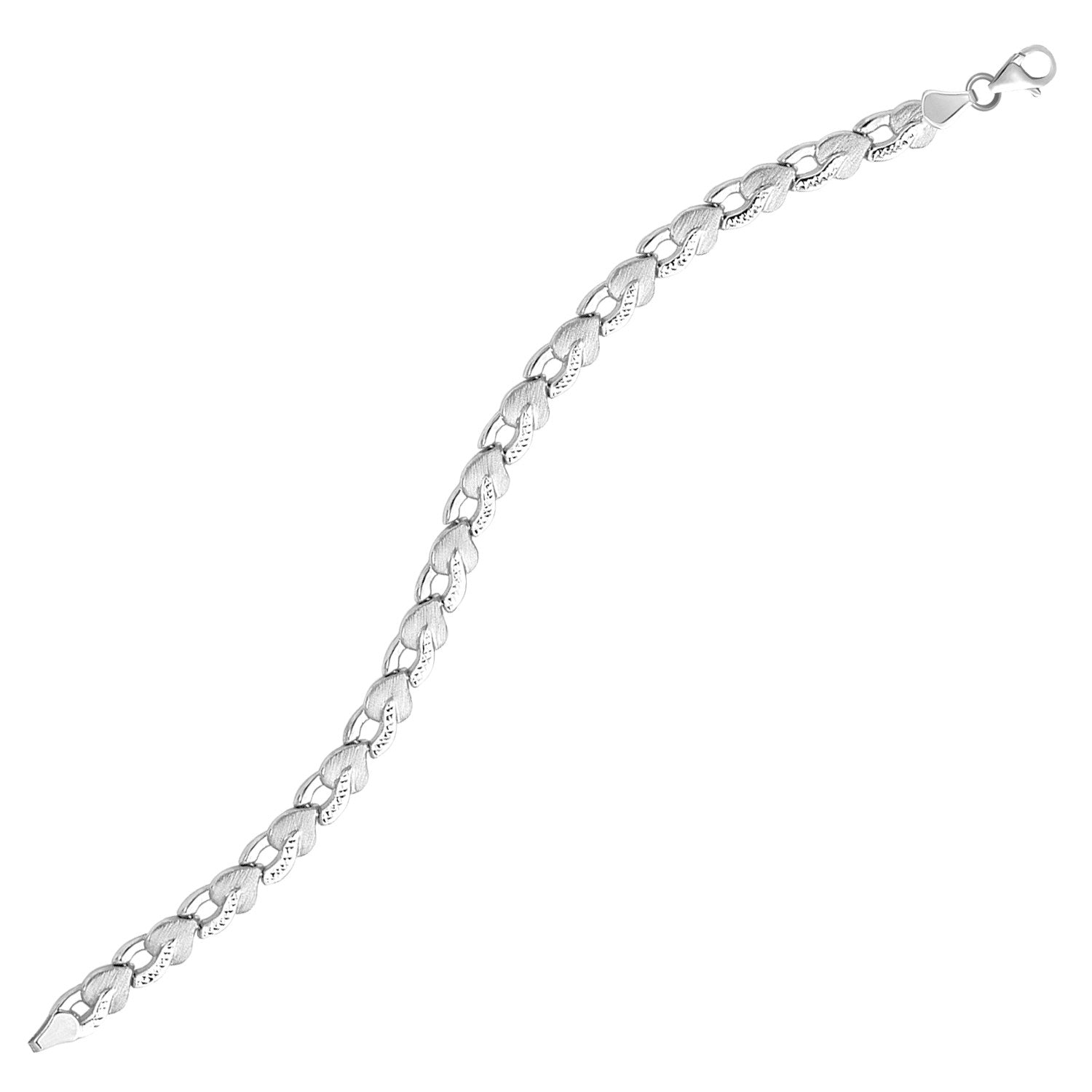 14k White Gold Heart Shape Textured Bracelet by Bids.com