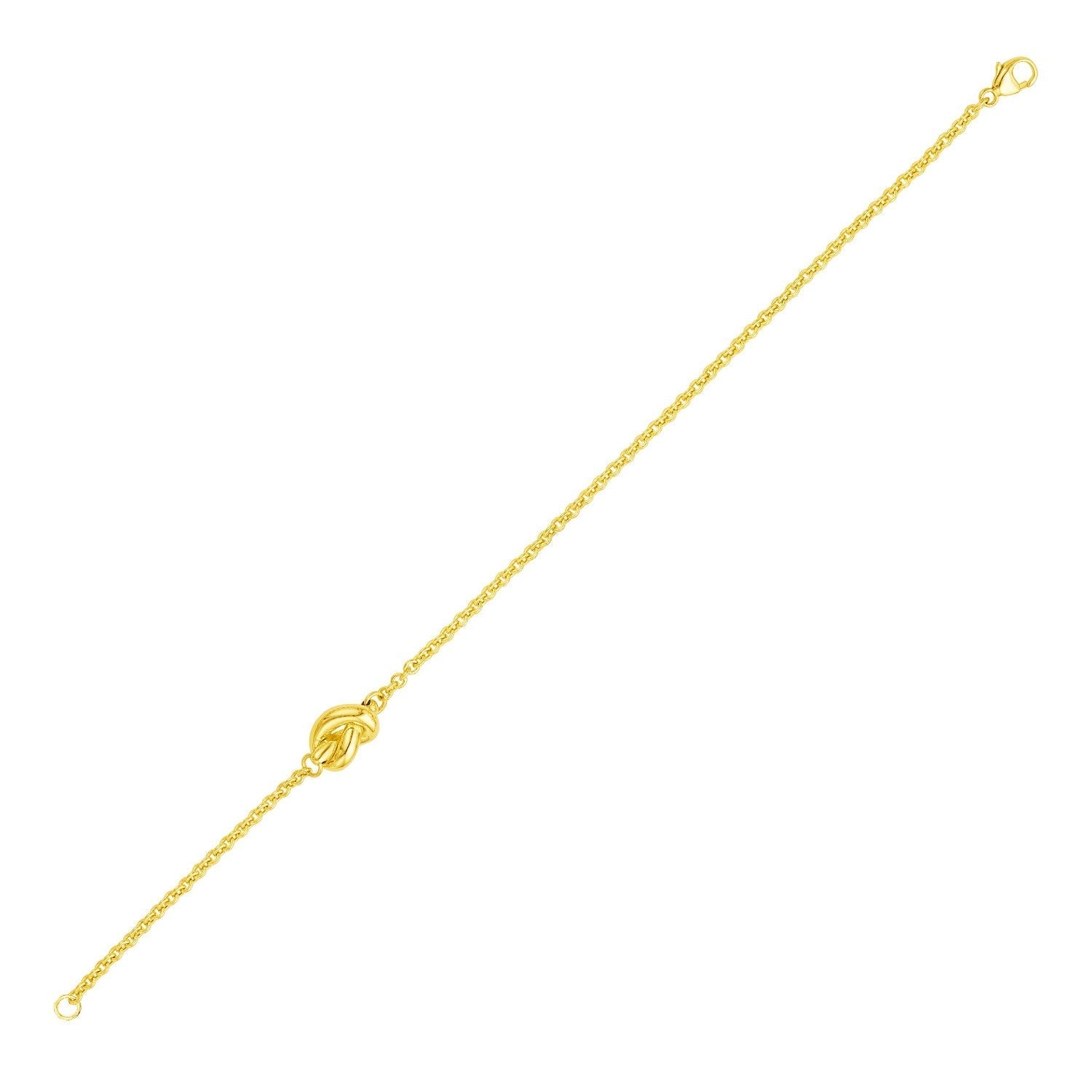 14k Yellow Gold Chain Bracelet with Polished Knot  DestGlow
