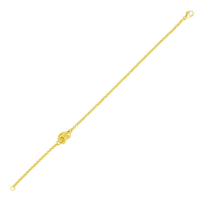14k Yellow Gold Chain Bracelet with Polished Knot  DestGlow