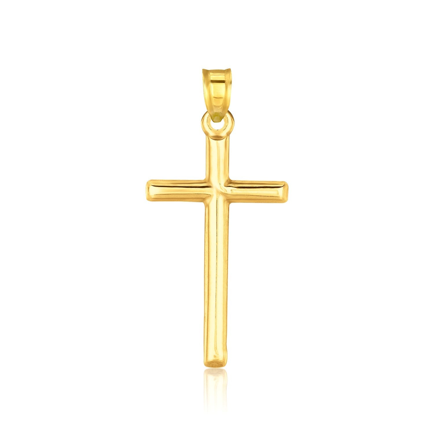 14k Yellow Gold High Polish Cross Pendant - necklaces