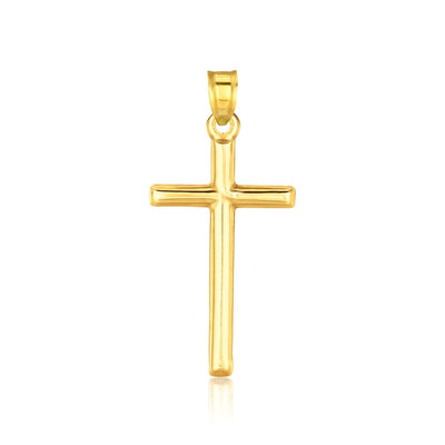 14k Yellow Gold High Polish Cross Pendant - necklaces