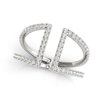 14k White Gold Open Style Dual Band Ring with Diamonds (1/2 cttw) by Bids.com